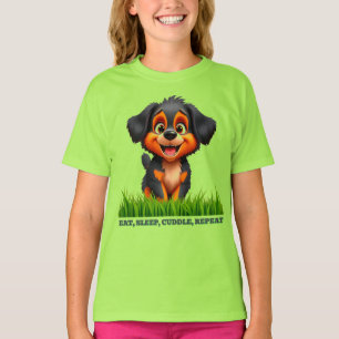 Camiseta Cachorro de dibujos animados adorable con ojos bri