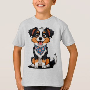Camiseta Cachorro de Dibujos Animados Adorable con Pañuelo 