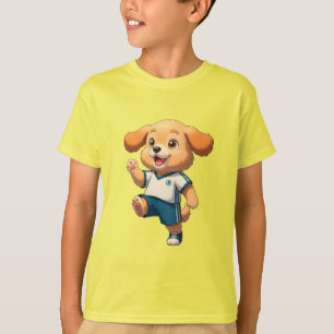 Camiseta Cachorro de dibujos animados jugando fútbol