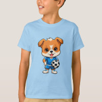 Cachorro de dibujos animados jugando fútbol