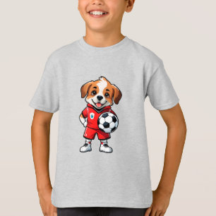 Camiseta Cachorro de dibujos animados jugando fútbol