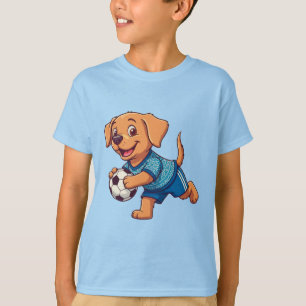 Camiseta Cachorro de dibujos animados jugando fútbol