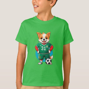Camiseta Cachorro de dibujos animados jugando fútbol