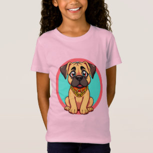 Camiseta Cachorro de dibujos animados lindo con collar dora