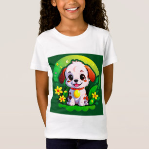 Camiseta Cachorro de dibujos animados lindo con flores