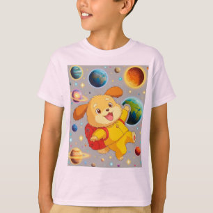 Camiseta Cachorro de dibujos animados lindo con mochila flo