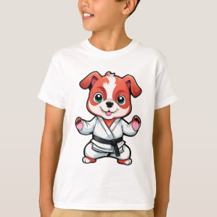 Camiseta Cachorro de dibujos animados lindo en karate gi