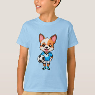 Camiseta Cachorro de dibujos animados lindo jugador de fútb