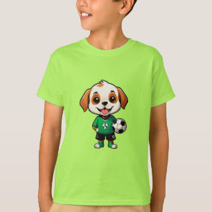 Camiseta Cachorro de dibujos animados lindo jugador de fútb