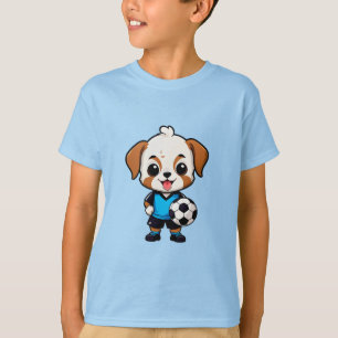 Camiseta Cachorro de dibujos animados lindo jugador de fútb