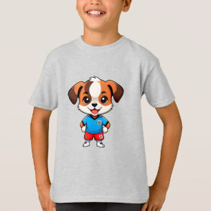 Camiseta Cachorro de dibujos animados lindo jugador de fútb
