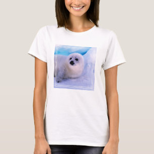 Camiseta Cachorro de foca arpía cubierto de copos de nieve