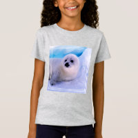 Cachorro de foca arpista pequeño cubierto de copos