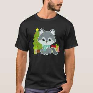 Camiseta Cachorro de Husky de Navidad Niña de Párvulo Niña 