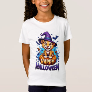 Camiseta Cachorro de León Adorable Sombrero de Bruja Hallow