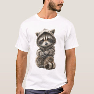 Camiseta Cachorro de Mapache Adorable en una Capucha de Pun