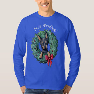 Camiseta Cachorro de Navidad Doberman KiniArt