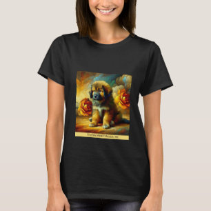 Camiseta Cachorro de oro con flores