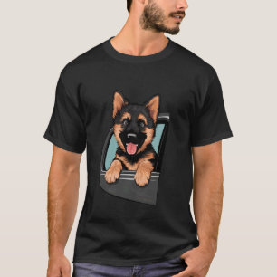 Camiseta Cachorro de Pastor Alemán Asomándose Por La Ventan