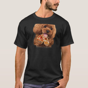 Camiseta Cachorro de perro canino hambriento devorando pizz