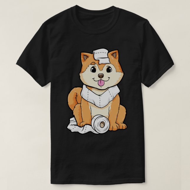 Camiseta cachorro de perro con rollo de papel higiénico (Diseño del anverso)