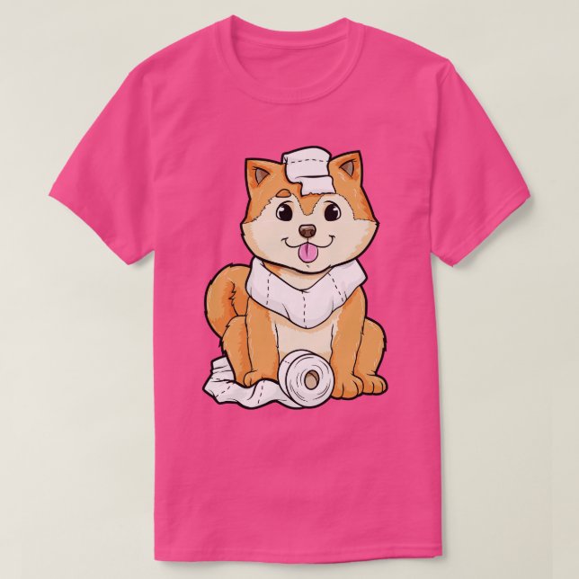 Camiseta cachorro de perro con un rollo de papel higiénico (Diseño del anverso)