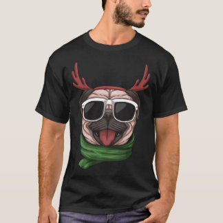 Camiseta cachorro de perro fresco con antlers gafas de sol 