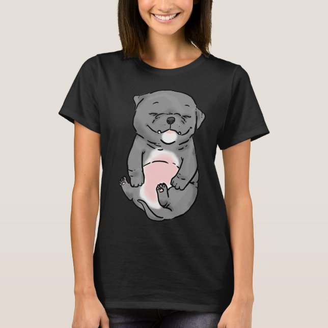 Camiseta Cachorro de Pitbull Gris (Anverso)