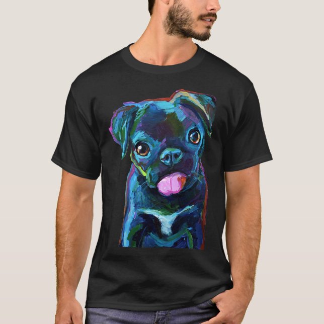 CAMISETA CACHORRO DE PUG NEGRO ADORABLE 624 (Anverso)