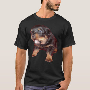 Camiseta Cachorro de Rottweiler Adorable Con Expres De Caíd
