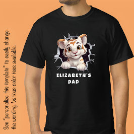Camiseta Cachorro de Tigre Adorable Asomándose por un Aguje