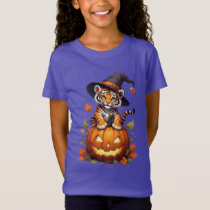 Camiseta Cachorro de Tigre Adorable con Sombrero de Bruja