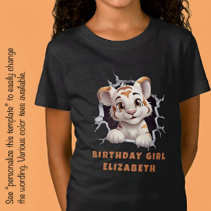 Camiseta Cachorro de Tigre Adorable y Bonito Asomándose por