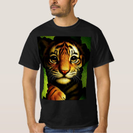 Camiseta Cachorro de Tigre Audaz en Hojas de Jungla | Camis
