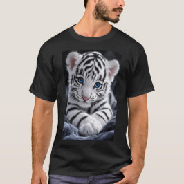 Camiseta Cachorro de Tigre Blanco Adorable con Ojos Azules