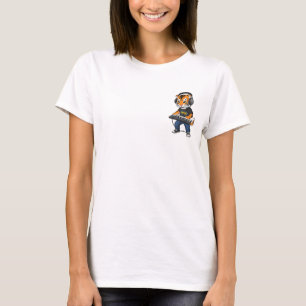 Camiseta Cachorro de Tigre DJ Guay Toca Teclado Electrónico