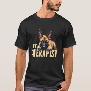Camiseta Cachorro divertido Malinois Mi Terapeuta Pastor Be
