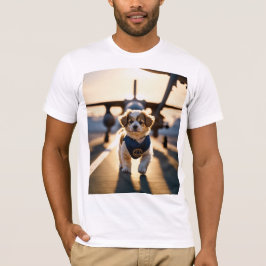 Camiseta Cachorro Dorado Adorable Caminando por la Carreter