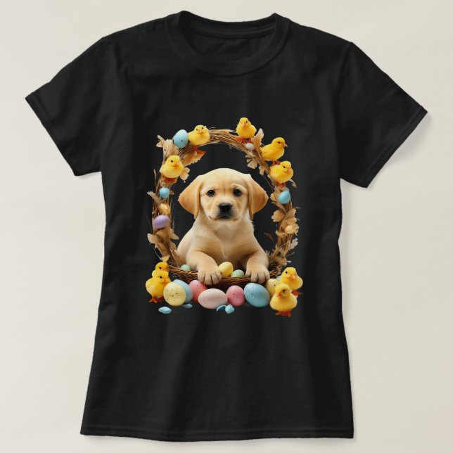 Camiseta Cachorro dorado de labrador y chichas de pascua (Diseño del anverso)
