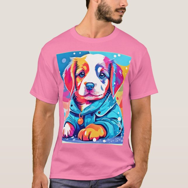 Camiseta Cachorro en diseño de Abrigo Azul (Anverso)