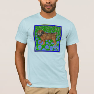 Camiseta Cachorro en el jardín - Azul