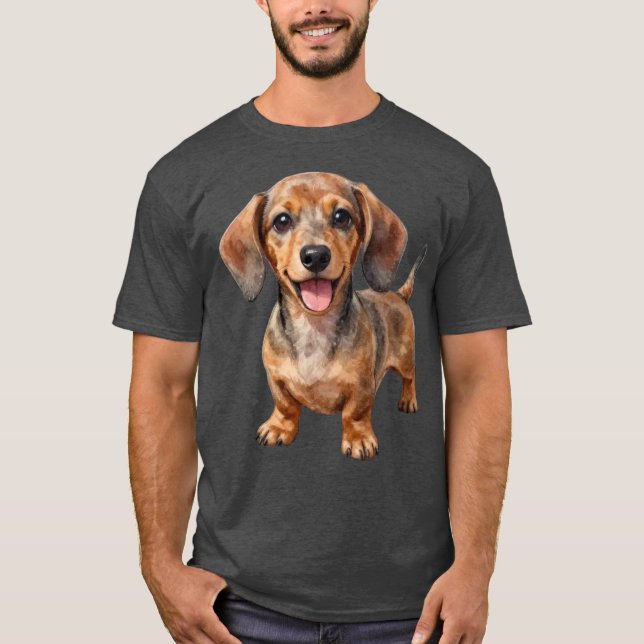 Camiseta Cachorro feliz de raza Dachshund (Anverso)