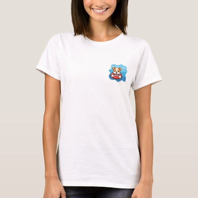 Camiseta Cachorro feliz en salvavidas (Anverso)