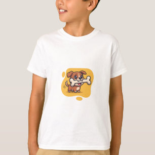Camiseta Cachorro Feliz y Adorable Llevando Hueso Niños