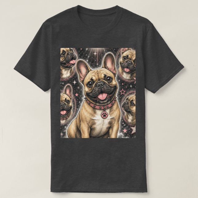 Camiseta Cachorro francés adorable amante celestial (Diseño del anverso)