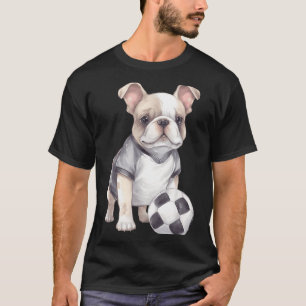 Camiseta Cachorro francés lindo jugador de fútbol cachorro