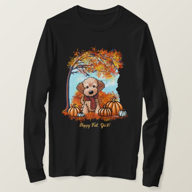 Camiseta Cachorro Goldendoodle Otoño (Anverso del diseño)