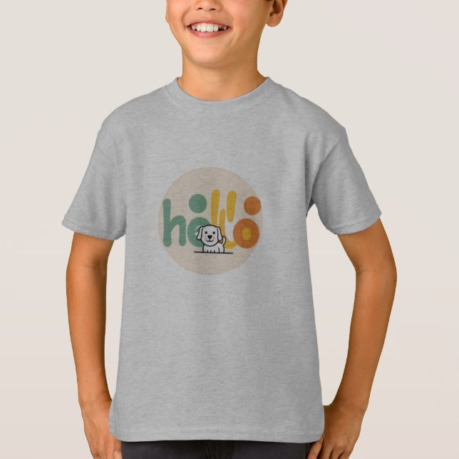 Camiseta Cachorro gráfico "Hola" (Anverso)
