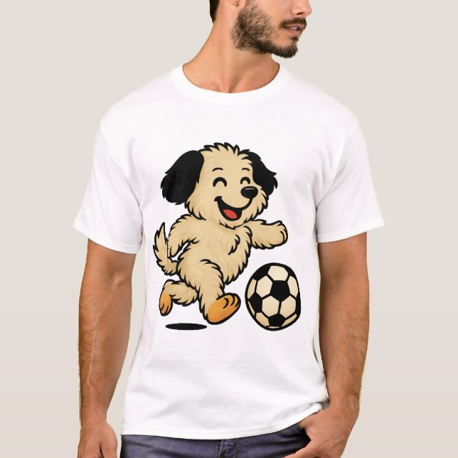 Camiseta Cachorro jugando fútbol (Anverso)
