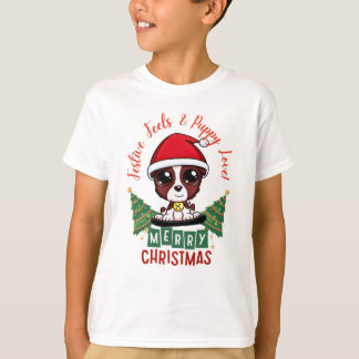 Camiseta Cachorro Lindo Festivo en Trineo Navidad Fiesta Ni